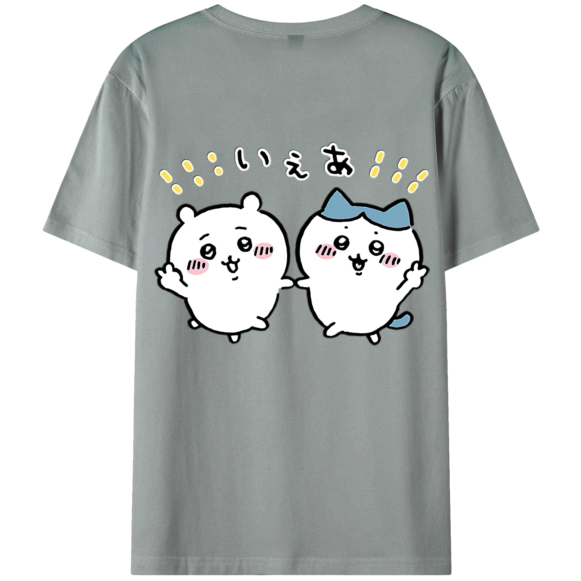 （画像用） ちいかわ ハチワレ Chii-kawa hachiware 綿100％ メンズ半袖Tシャツ（バックプリント） 通気性